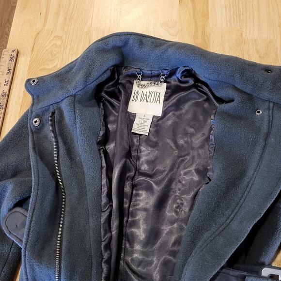 B.B. Dakota Wool Blend Mid Length Fleece Gray Pocket Epaulette (See belt wear) - Picture 7 of 16